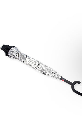 Luxe Inverted Newsprint Umbrella