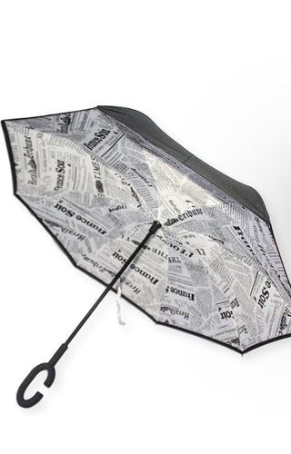 Luxe Inverted Newsprint Umbrella