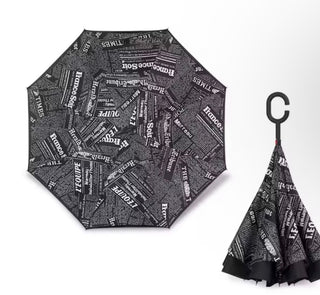Luxe Inverted Newsprint Umbrella