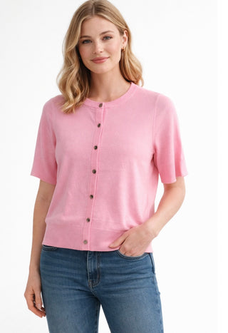 Kalizza Short Sleeve Cardigan - Pink Frosting