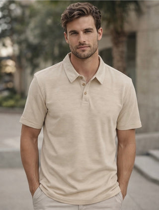 Ottoman Ribbed Polo - Dusty Cream