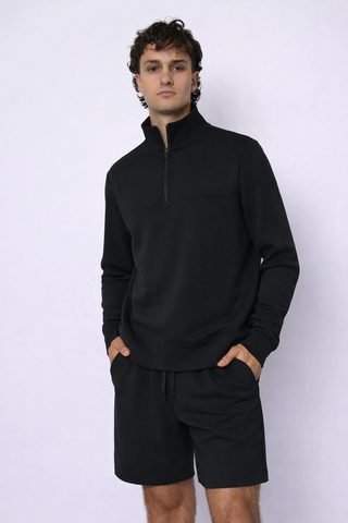 Men's Soft Quarter Zip Pullover - Black