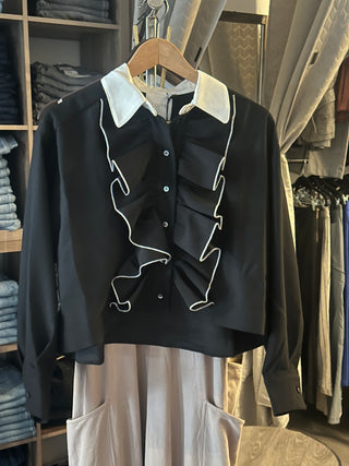 CO|TE Black & White Ruffle Blouse