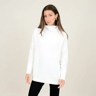 Nancy Ottoman Mockneck Sweater | White & Lavendar