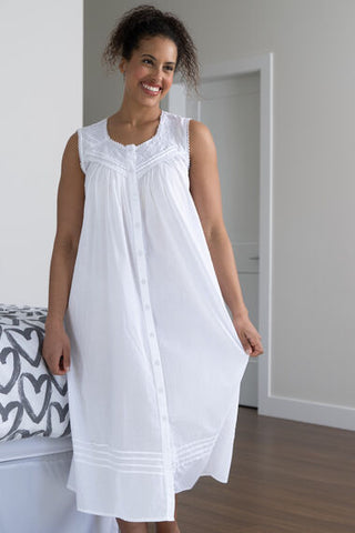 100% Cotton Sleeveless Button-Up Nightie