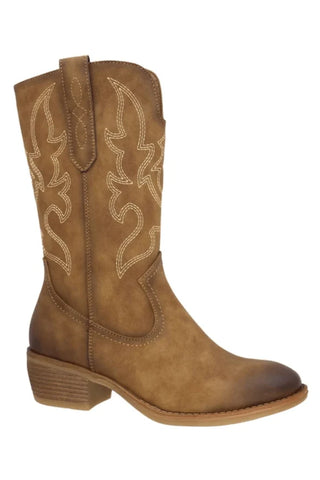 Austin Mid Calf Cowboy Boots - Camel