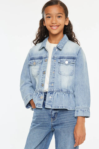 Kancan Penny Kids Peplum Denim Jacket