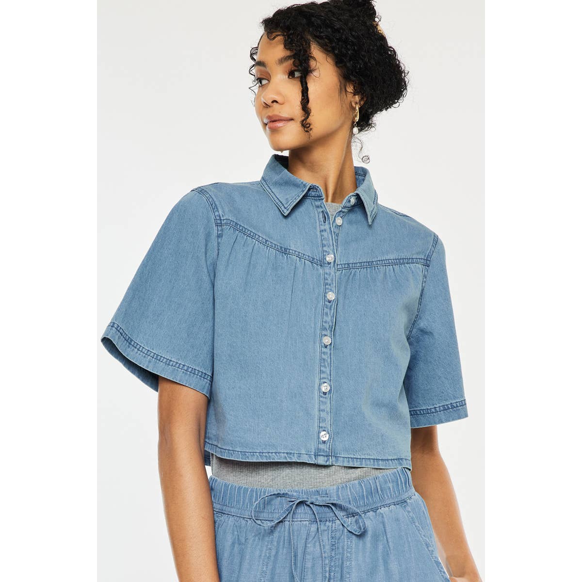 Kancan Alannah Sleeve Cropped Shirt