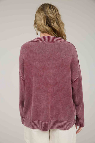 Washed Knit Oversized Pullover Sweater