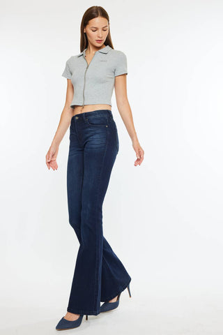 Trisha Mid Rise Classic Flare Jeans I Kancan