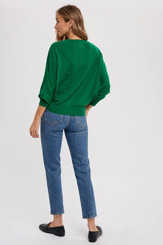 Dolman Sleeves Spring Cardi in Forest Green