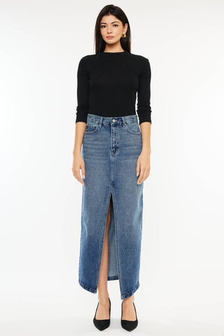 Vintage Inspired 90's Denim Maxi Skirt I Kancan