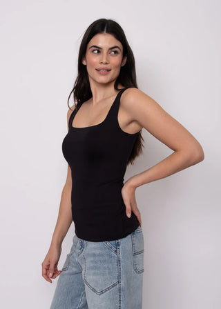 Tia Squared U NECK Tank - Black