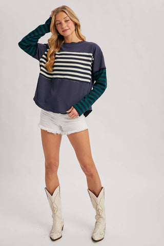 Striped Long sleeve Loose Fit Pullover