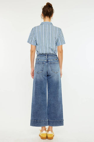 Nessa High Rise Crop Wide Leg Jeans I Kancan