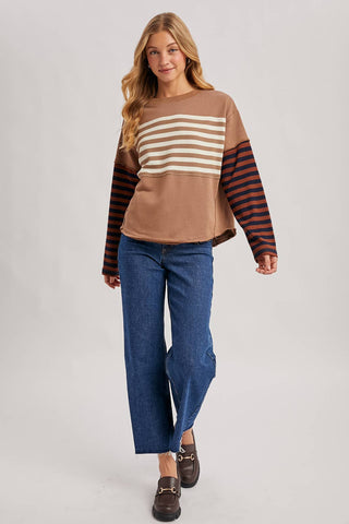 Striped Long sleeve Loose Fit Pullover