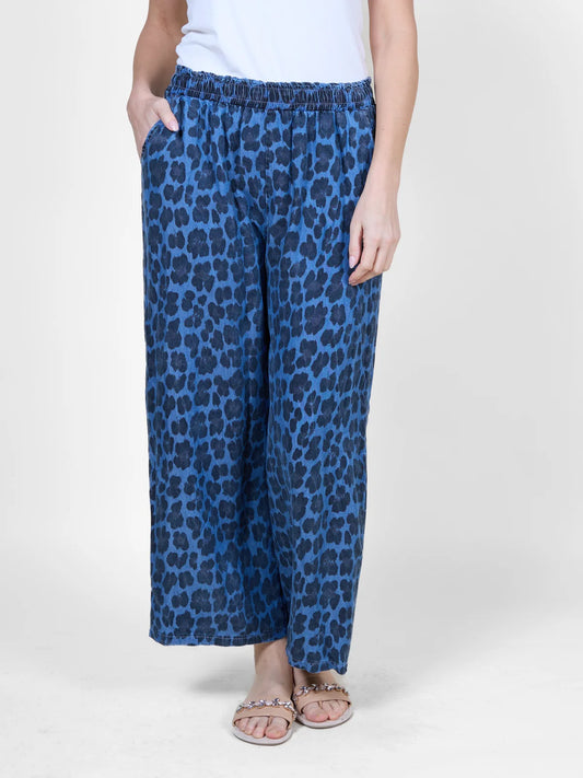Denim Animal Print Pant I Angela Mara