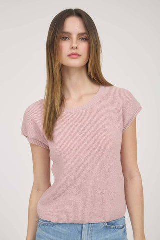 Dusty Pink Sheer Tie Knit Sweater