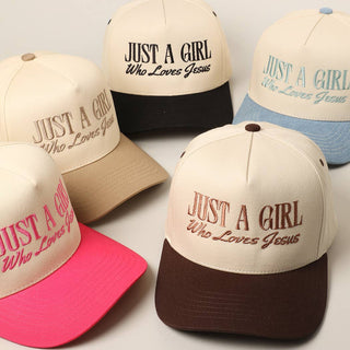 Just A Girl Who Loves Jesus Embroidery Trucker Hat
