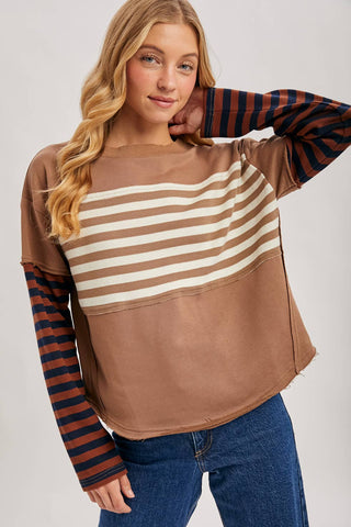 Striped Long sleeve Loose Fit Pullover