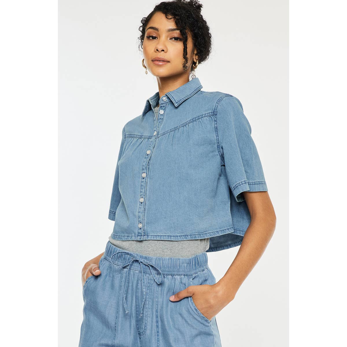 Kancan Alannah Sleeve Cropped Shirt