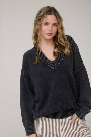 Washed Knit Oversized Pullover Sweater