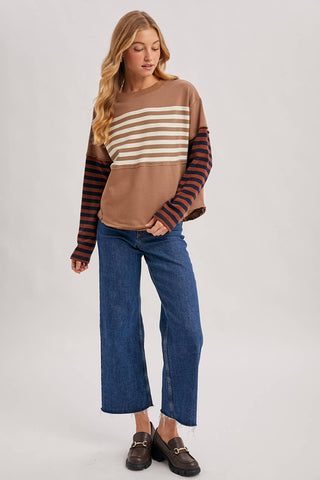 Striped Long sleeve Loose Fit Pullover