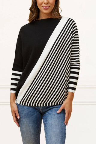 Valery Relaxed Knit Sweater Bold Stripes | Gray