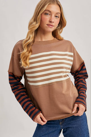 Striped Long sleeve Loose Fit Pullover