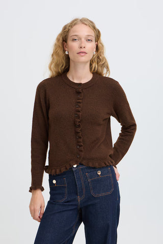 BYofira Frill Cardigan - Potting Soil Melange