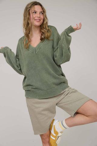 Washed Knit Oversized Pullover Sweater