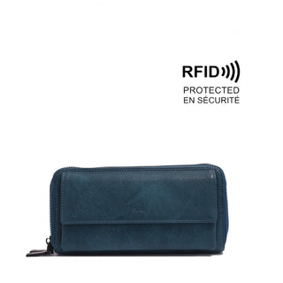 Florrie Double Zip-Around Wallet - Deep Sea