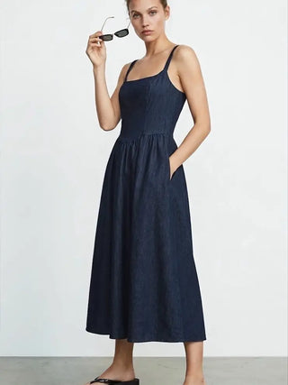 Structured Indigo Denim Dress