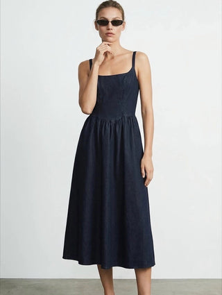 Structured Indigo Denim Dress