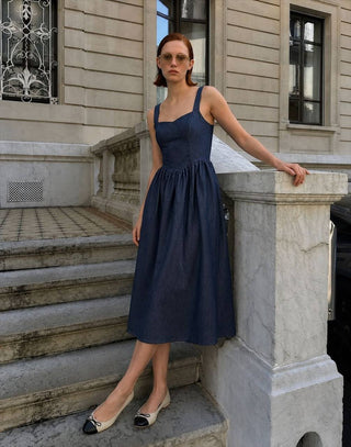 Structured Indigo Denim Dress
