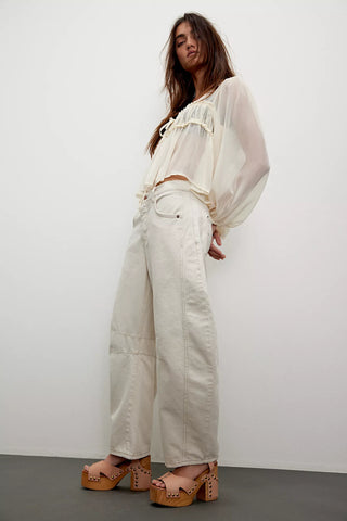 Good Luck Mid-Rise Barrel Jean | Milk