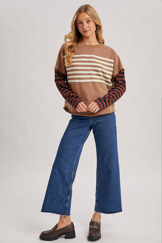 Striped Long sleeve Loose Fit Pullover