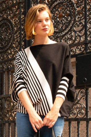 Valery Relaxed Knit Sweater Bold Stripes | Black