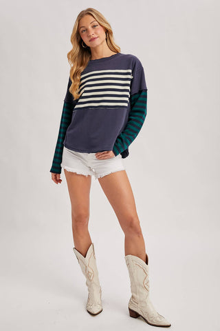 Striped Long sleeve Loose Fit Pullover