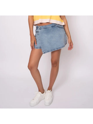 The Fiona Stretch Denim Wrap Skort