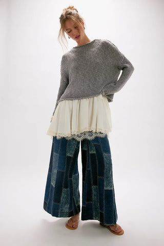 We The Free Patches Wide-Leg Flare Jeans