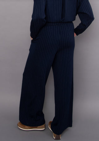 Phoebe Striped Soft Knit Pull On Pant | Navy