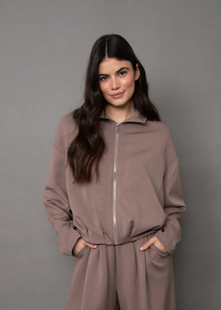 Midora Mock Neck Bubble Top, Moonrock