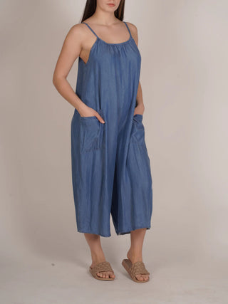Wide Leg Denim Jumpsuit